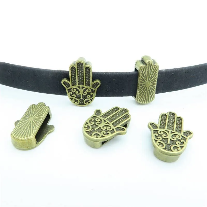 10 Pcs for 10mm flat leather,Antique brass Fatima Hand jewelry supplies jewelry finding D-1-10-60