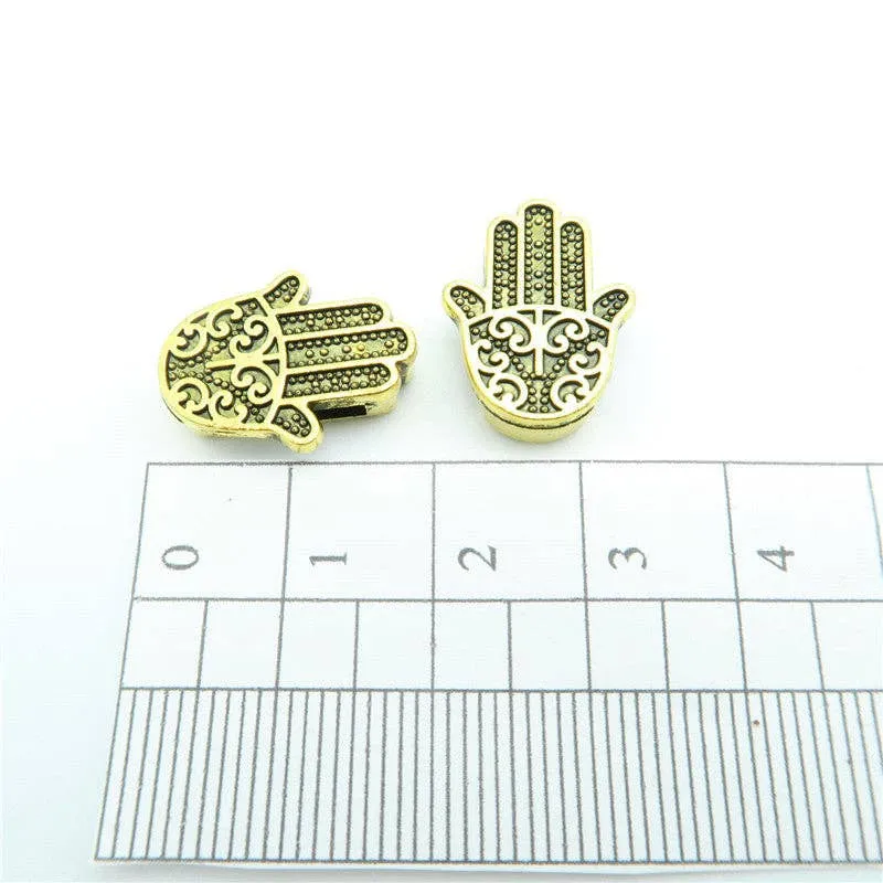 10 Pcs for 10mm flat leather,Antique Gold Fatima Hand jewelry supplies jewelry finding D-1-10-59