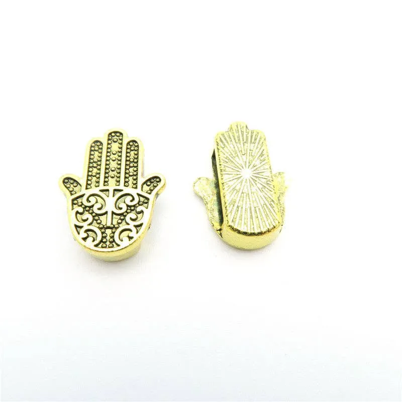 10 Pcs for 10mm flat leather,Antique Gold Fatima Hand jewelry supplies jewelry finding D-1-10-59