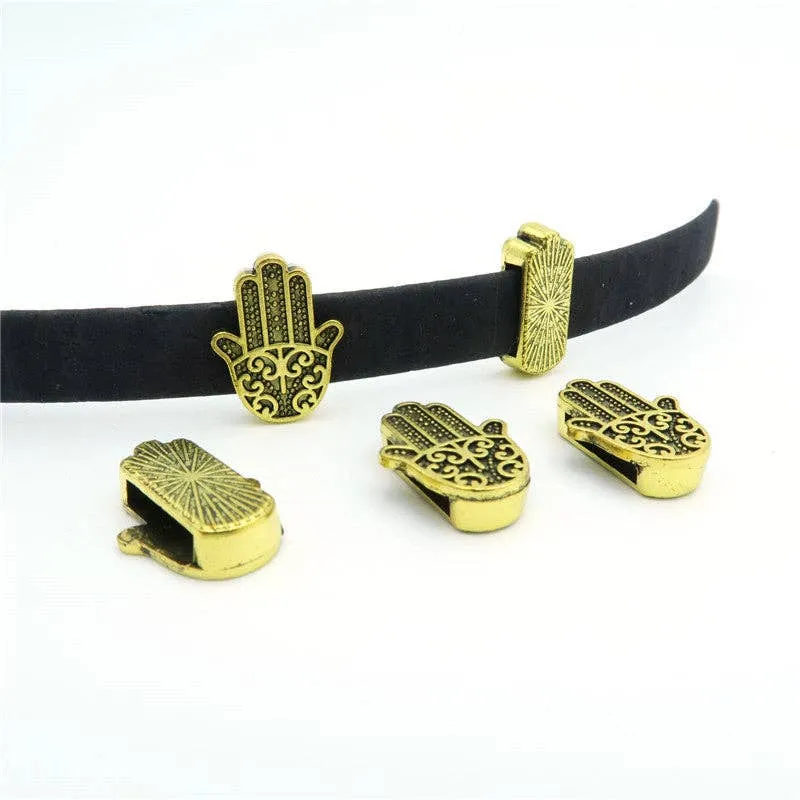 10 Pcs for 10mm flat leather,Antique Gold Fatima Hand jewelry supplies jewelry finding D-1-10-59