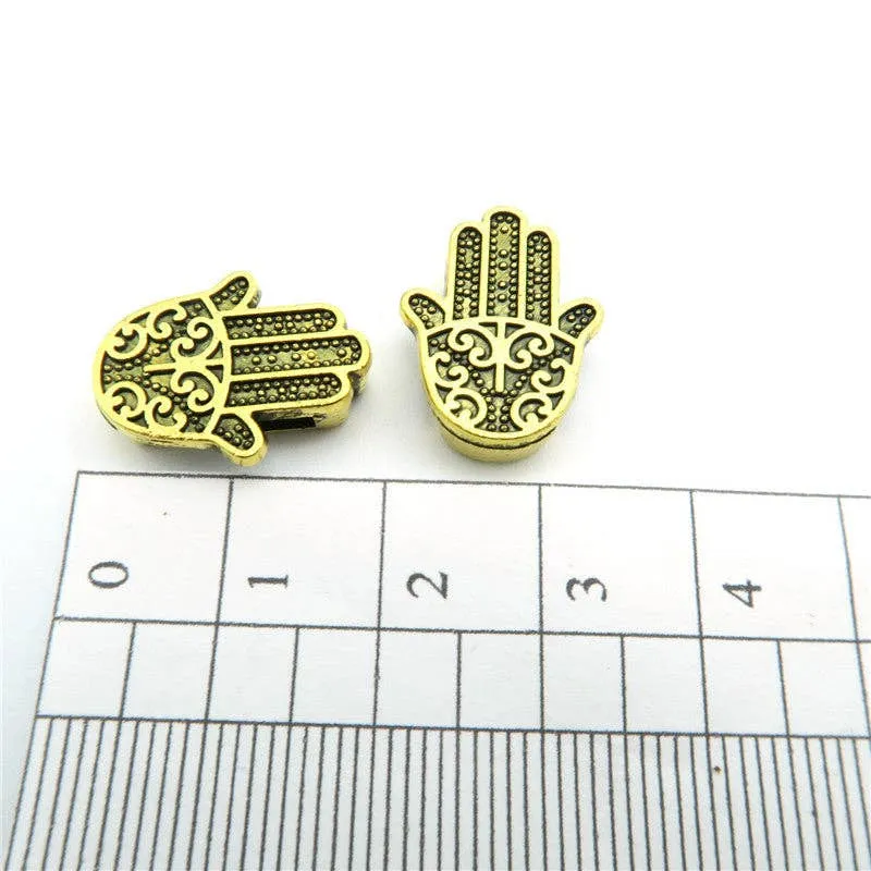 10 Pcs for 10mm flat leather,Antique Gold Fatima Hand jewelry supplies jewelry finding D-1-10-59