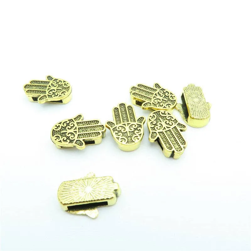 10 Pcs for 10mm flat leather,Antique Gold Fatima Hand jewelry supplies jewelry finding D-1-10-59