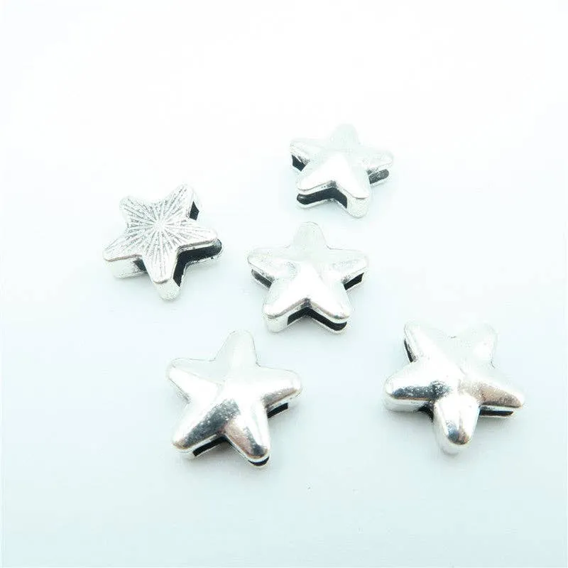 10 Pcs for 10mm flat leather,Antique Silver Star jewelry supplies jewelry finding D-1-10-45