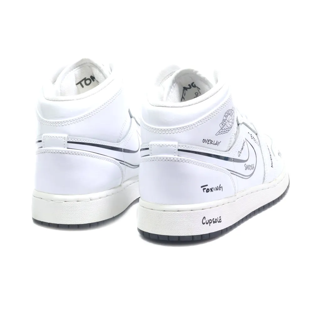 Air Jordan 1 Mid High-Top Sneakers Leather White Colour For Women