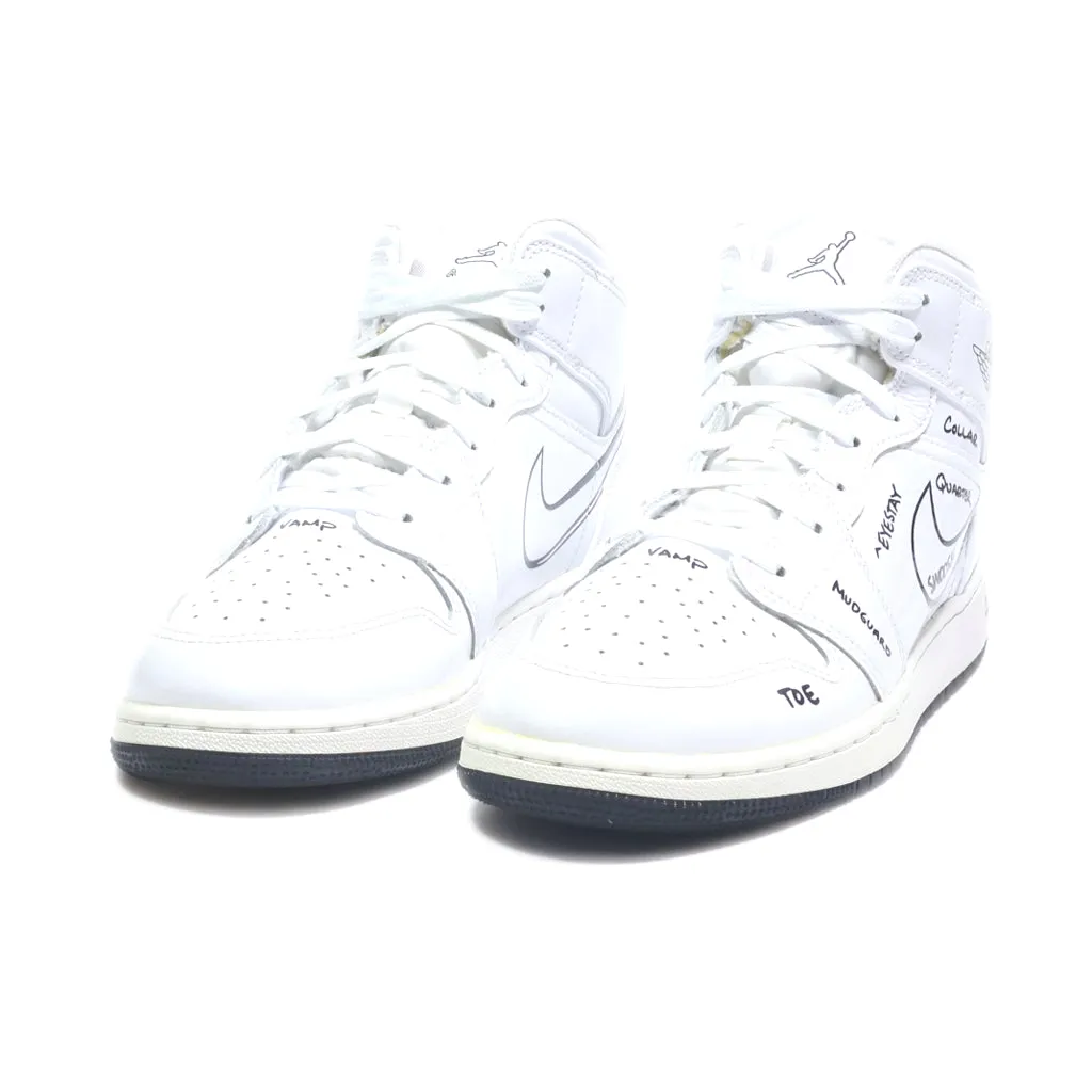 Air Jordan 1 Mid High-Top Sneakers Leather White Colour For Women