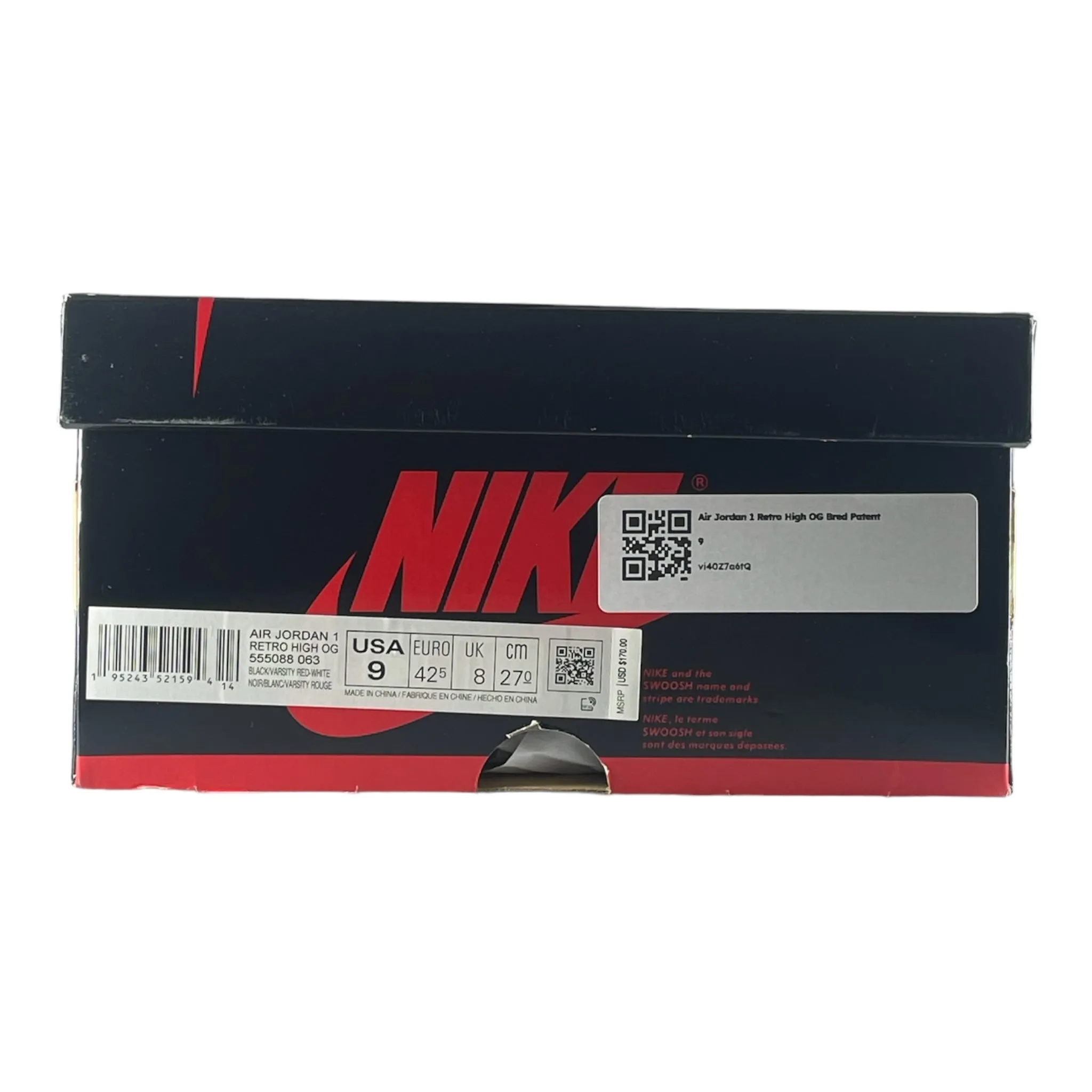 Air Jordan 1 Retro High OG Bred Patent Pre-Owned