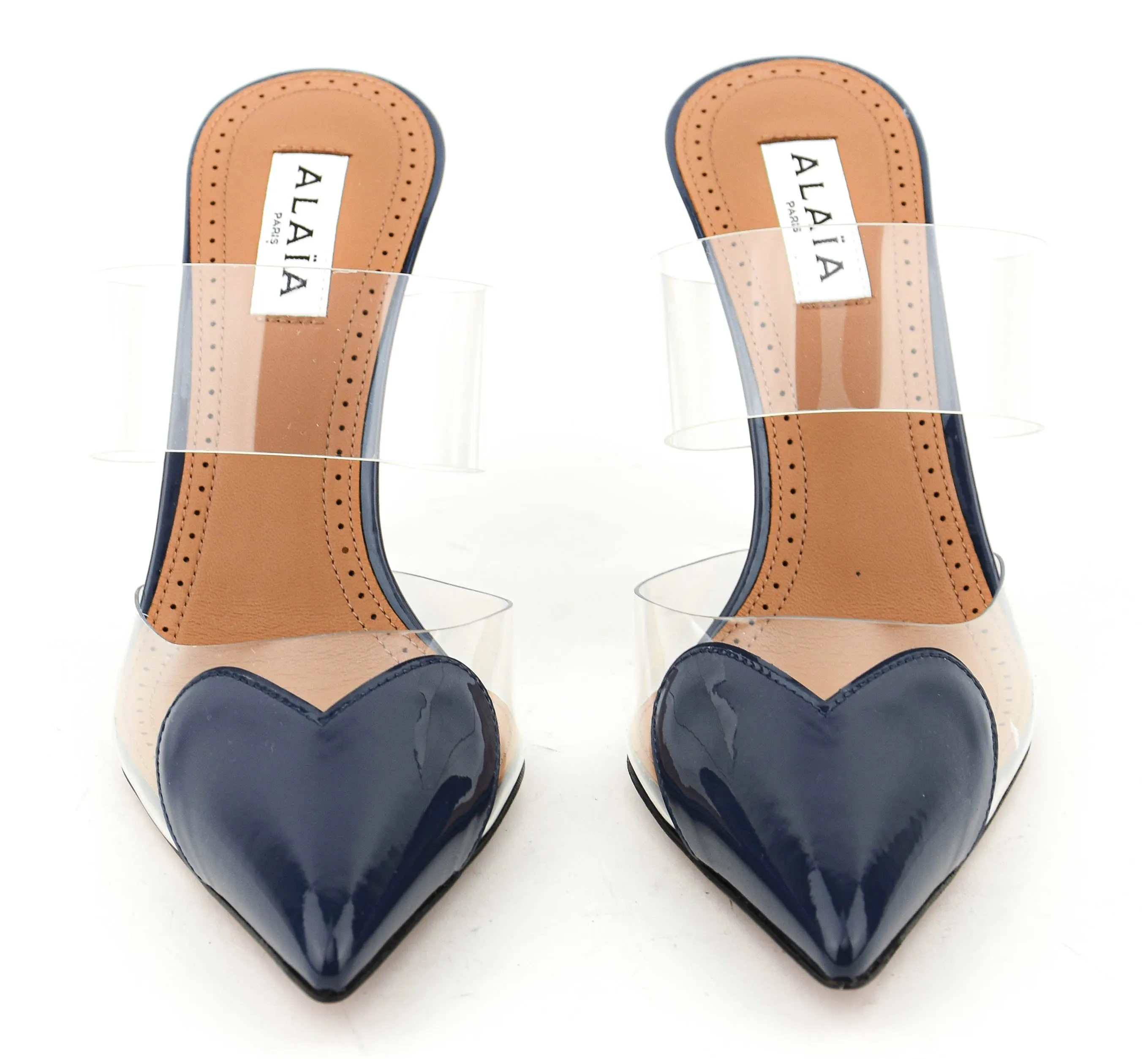 ALAIA LE COEUR MULES 90 BLUE
