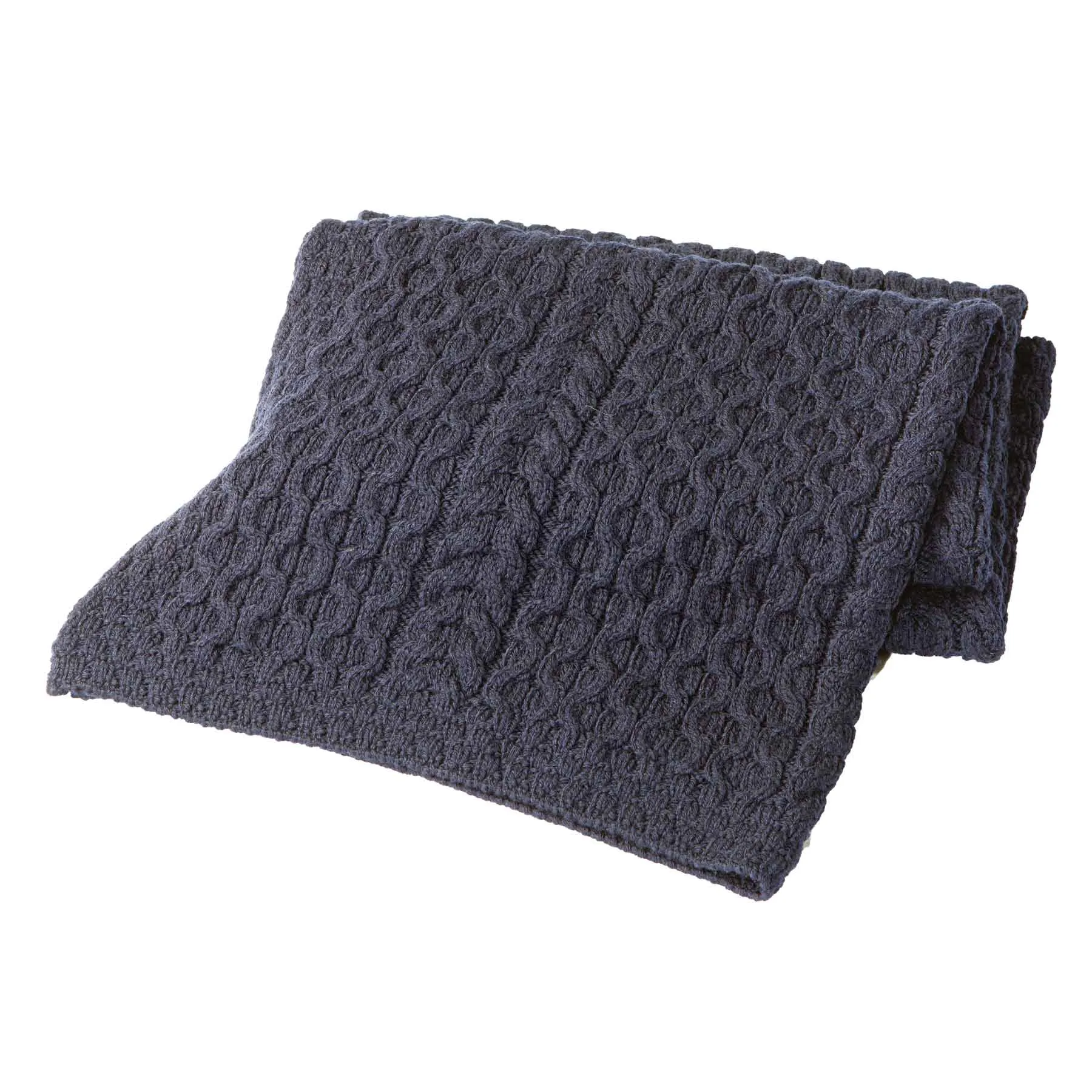 Aran Fisherman Honeycomb Blanket- Navy