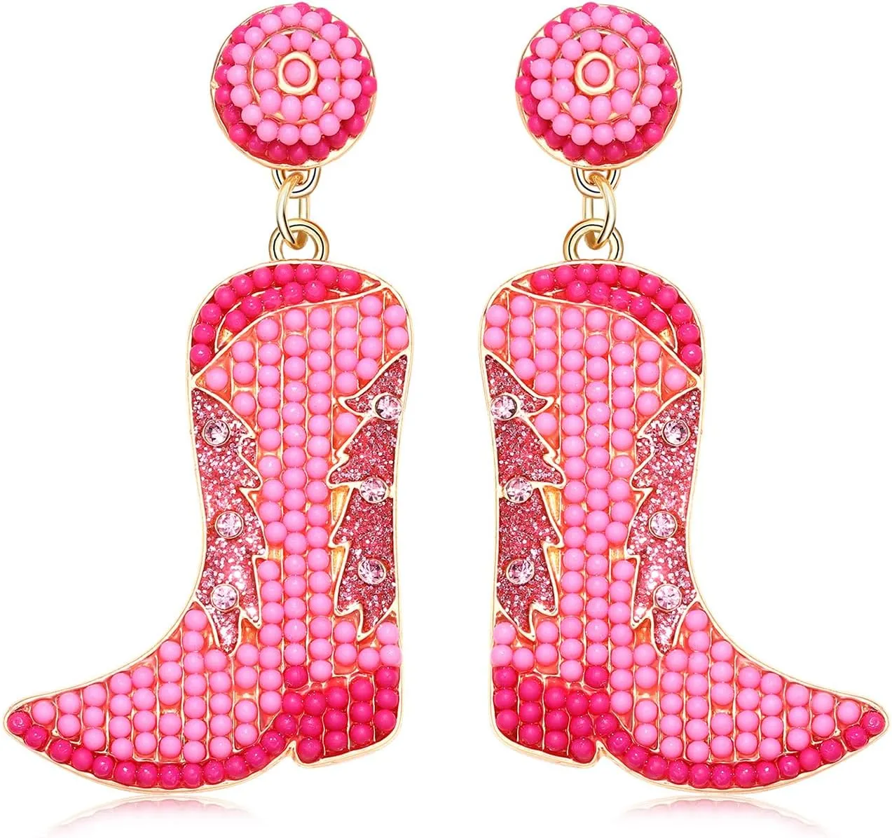 Beaded Cowboy Boot Earring Western Cowgirl Boots Earrings for Women Boho Shoes Dangle Drop Earrings Y2k Jewelry Party Gift