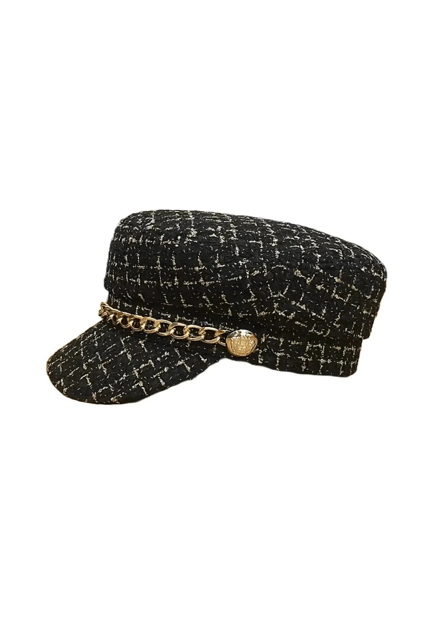 BLACK FISHERMAN CAP WITH CHAIN