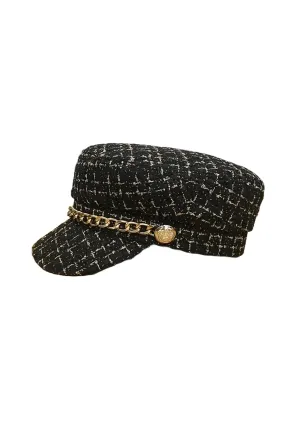 BLACK FISHERMAN CAP WITH CHAIN