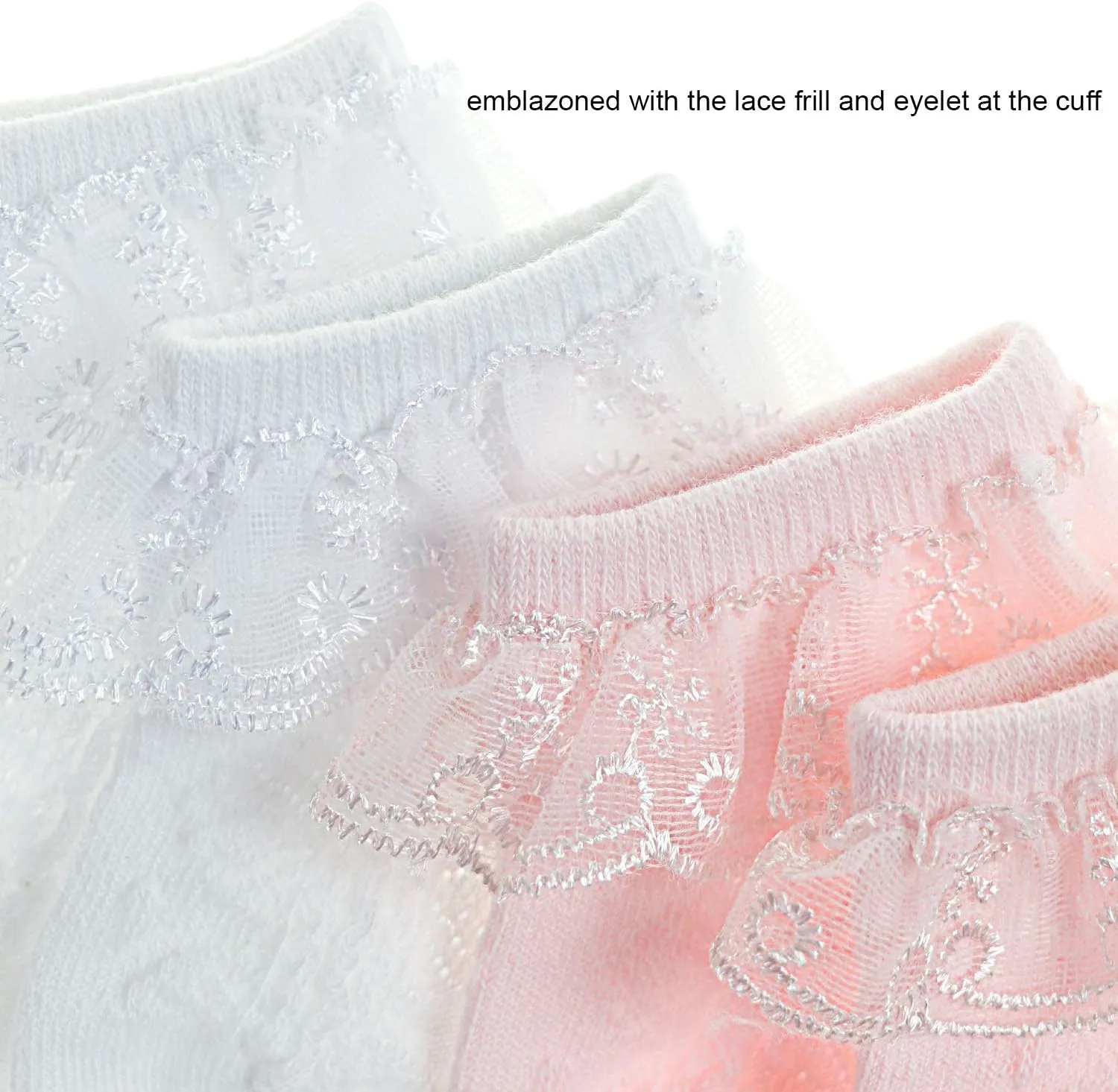 BQUBO Baby Girls Socks Eyelet Ruffle Lace Sock Baby Socks Newborn/Infant/Toddlers/Kids Frilly Summer Thin Dress Sock