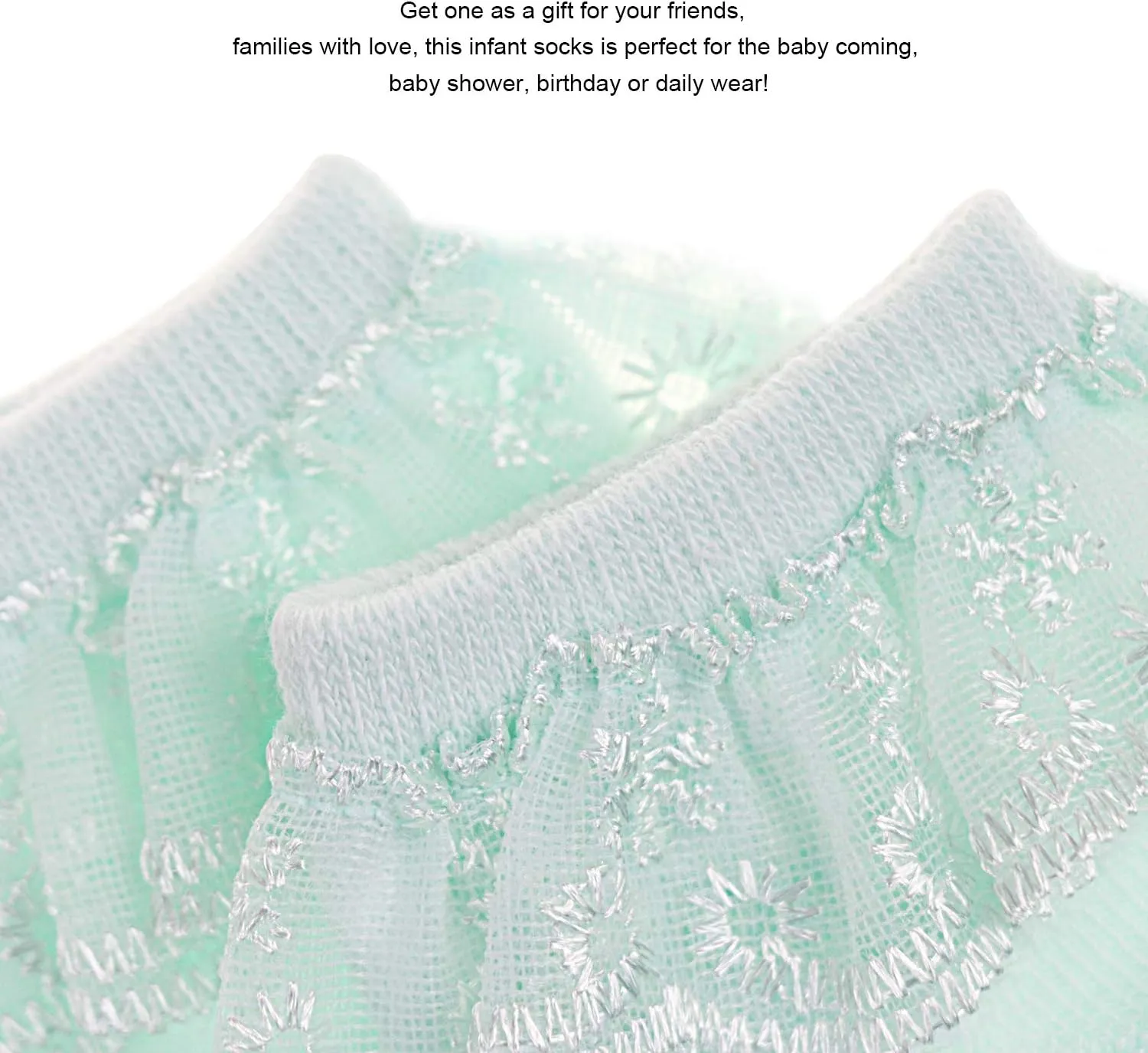 BQUBO Baby Girls Socks Eyelet Ruffle Lace Sock Baby Socks Newborn/Infant/Toddlers/Kids Frilly Summer Thin Dress Sock