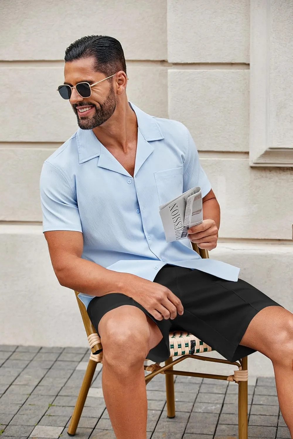COOFANDY Men's Cotton Linen Shorts 8 Inch Inseam Stretch Casual Dress Summer Beach Golf Shorts with Pockets