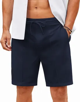COOFANDY Men's Cotton Linen Shorts 8 Inch Inseam Stretch Casual Dress Summer Beach Golf Shorts with Pockets