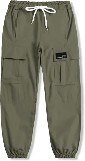 Cromoncent Girls&Womens Cargo Pants Elastic Waist Lightweight Outdoor Jogger Pants, 6 Years - XX-Large