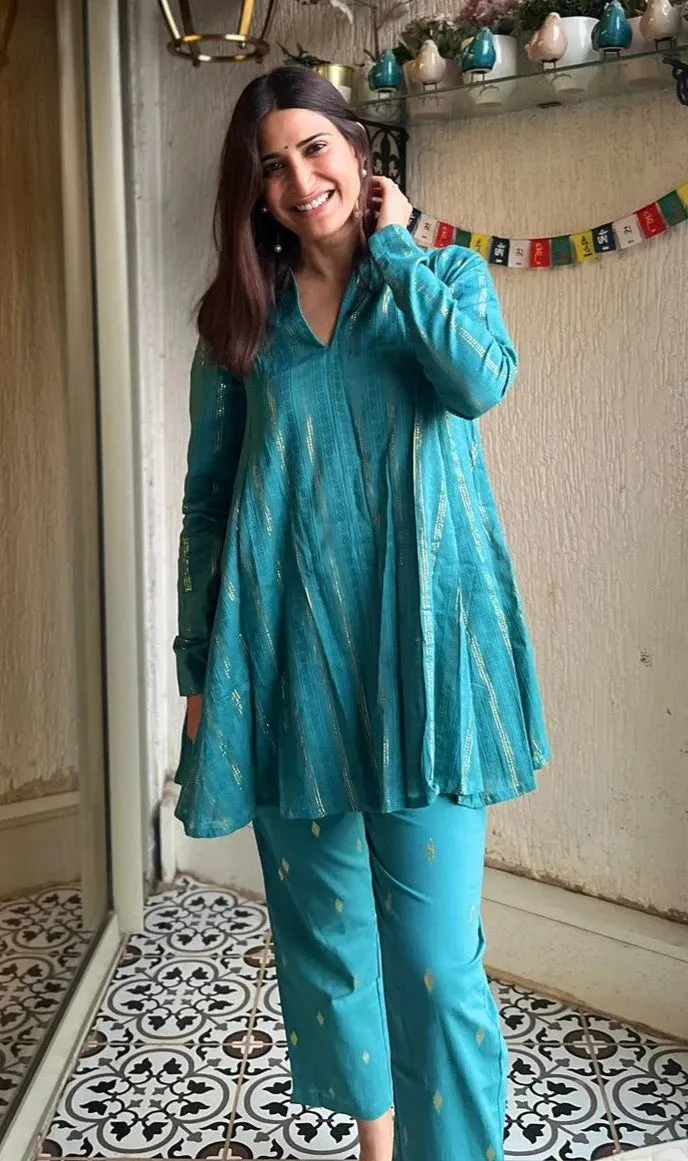 Deep Sea Gold Cotton Flared Co-Ord Set