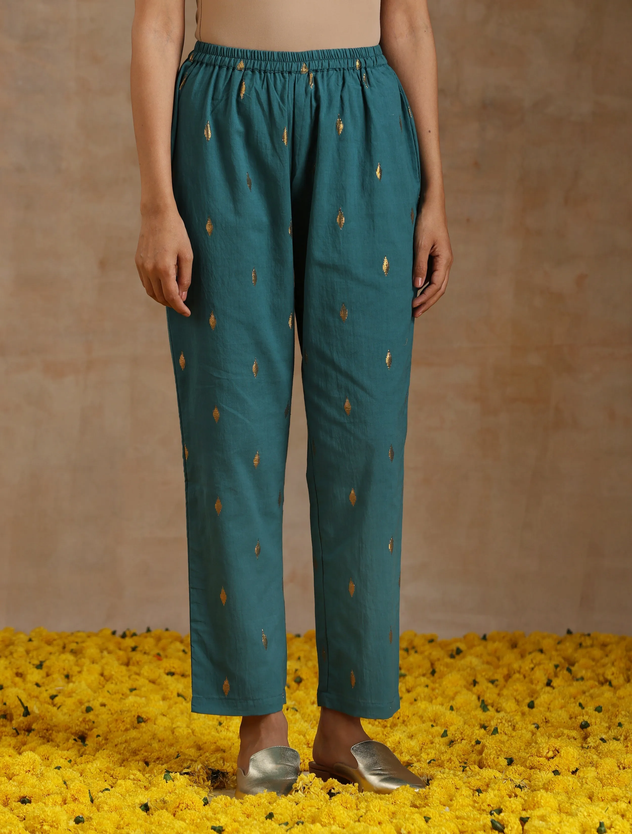 Deep Sea Gold Cotton Flared Co-Ord Set