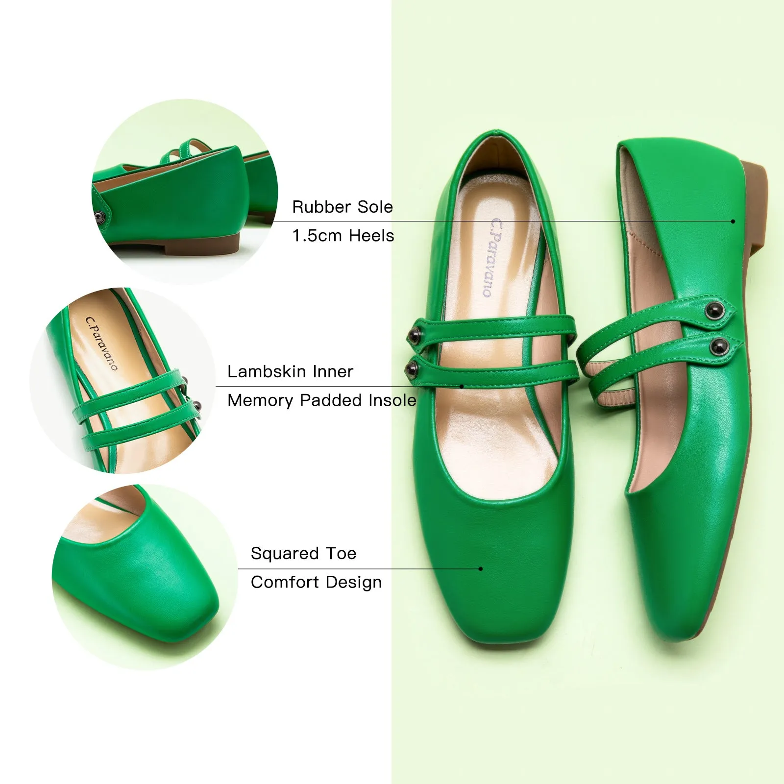 Double-Strap Mary Jane (Clara) Green
