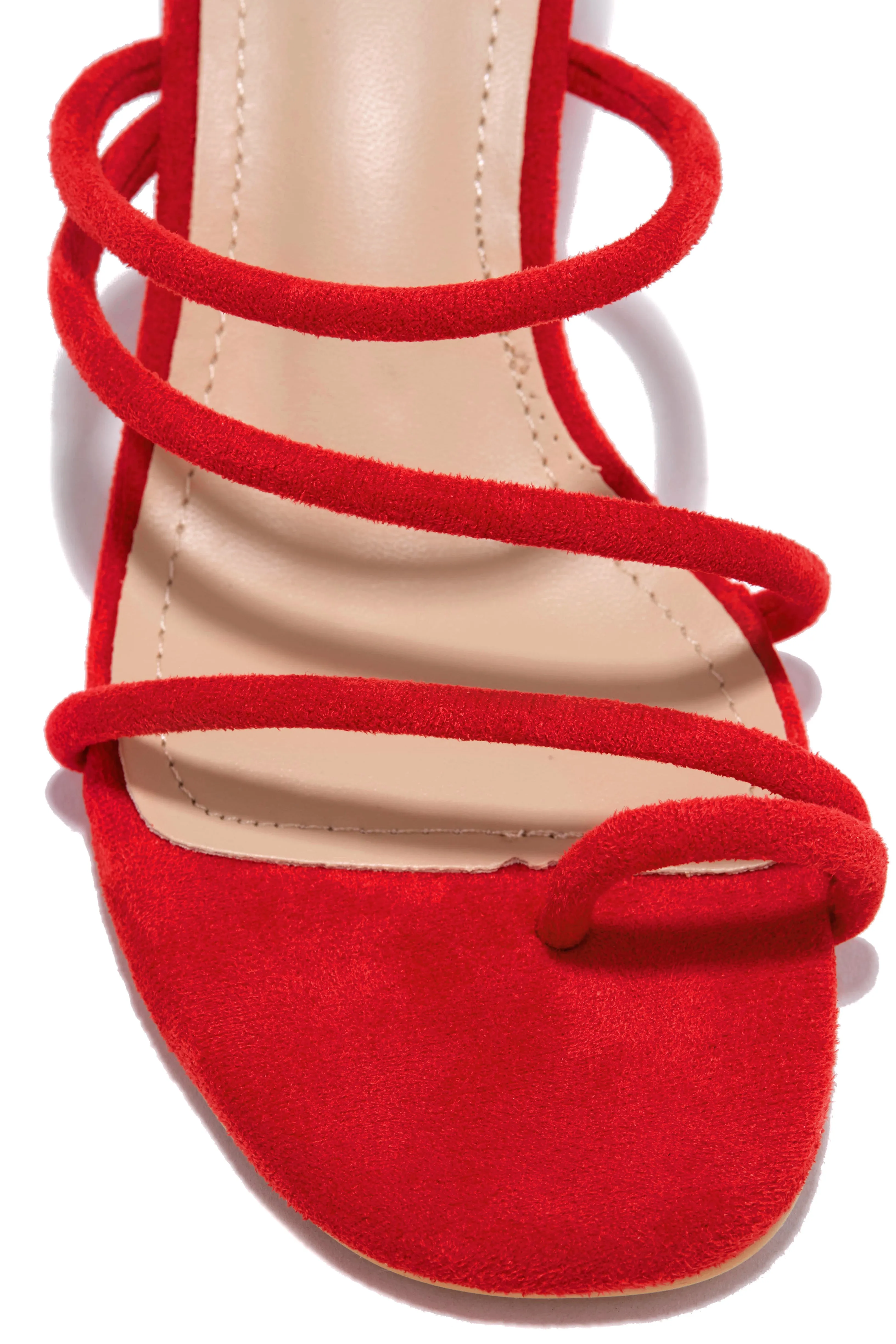 Elci Block Mid Heel Mules - Red