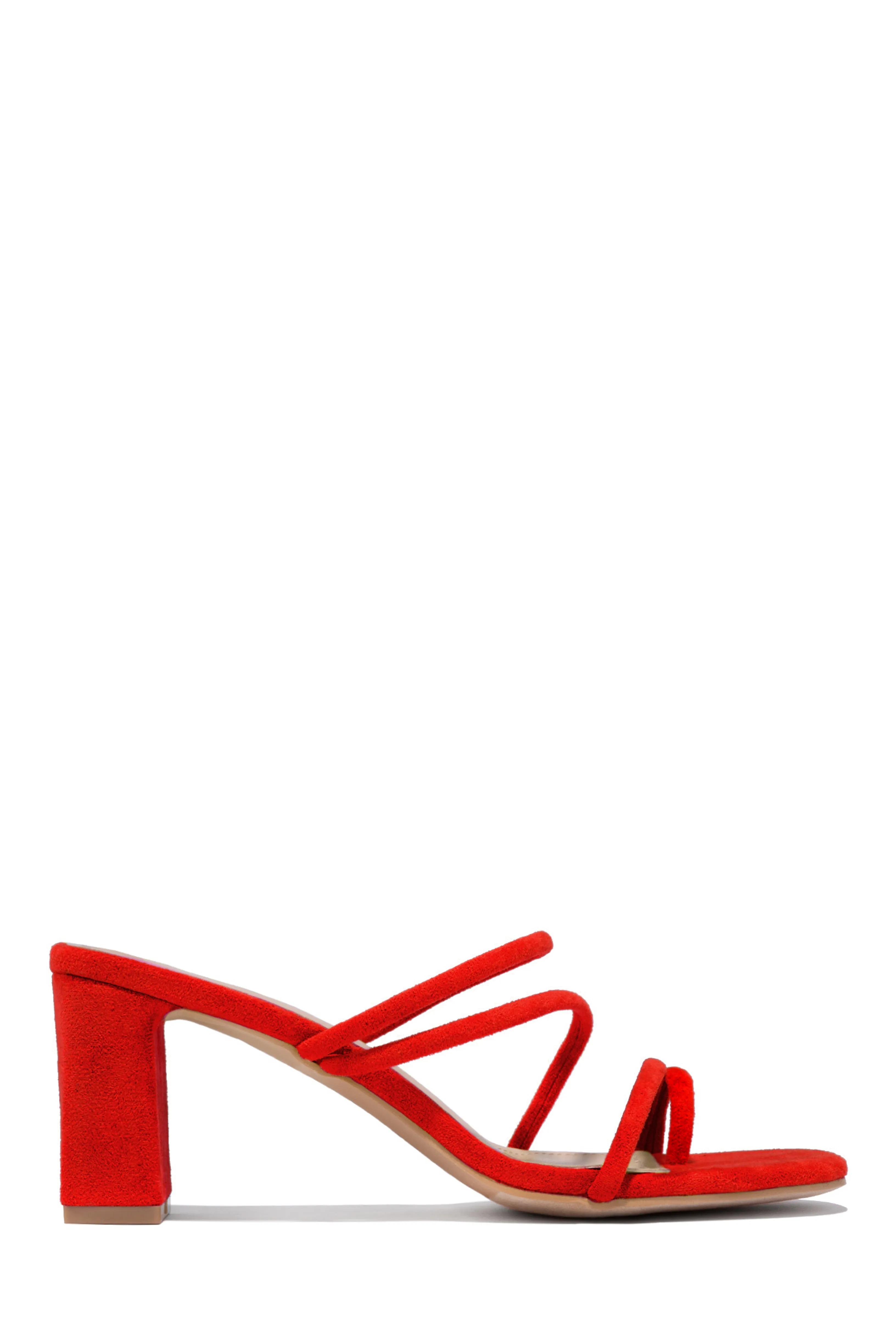 Elci Block Mid Heel Mules - Red