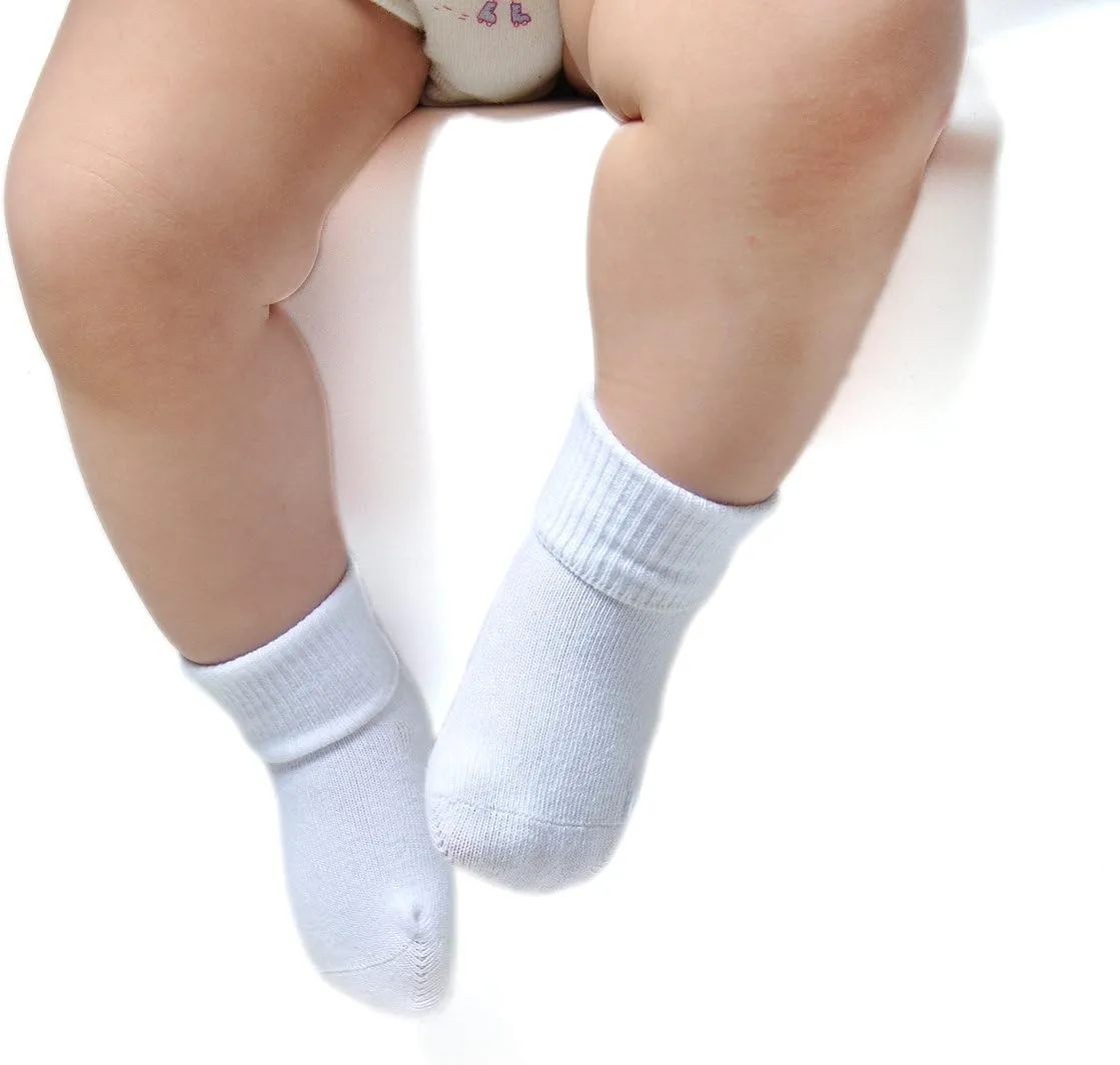 EPEIUS Baby Socks Unisex-Baby Seamless Turn Cuff Socks Cotton Rich Booties Socks 6 Pairs Pack Newborn Infant Toddlers