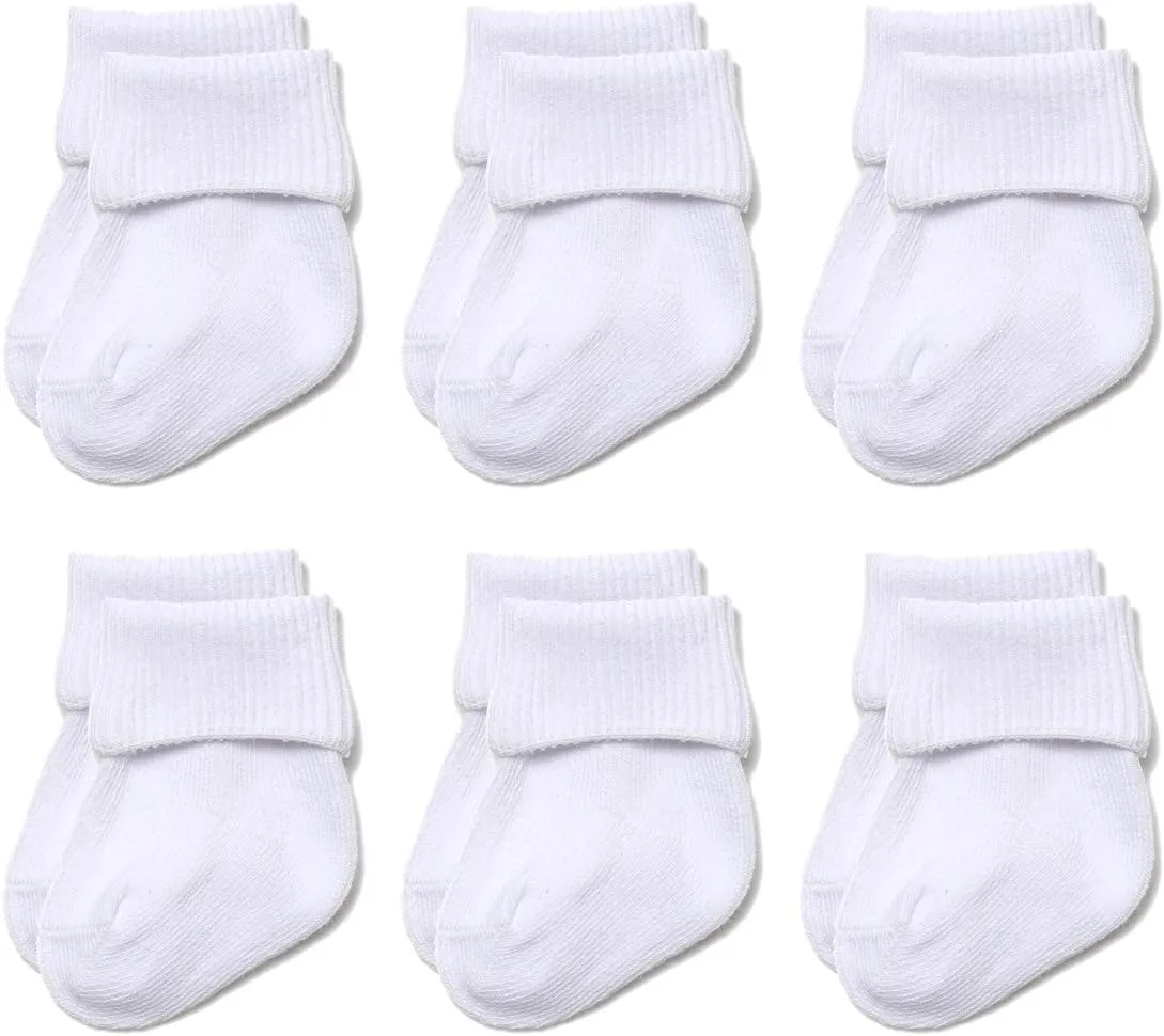EPEIUS Baby Socks Unisex-Baby Seamless Turn Cuff Socks Cotton Rich Booties Socks 6 Pairs Pack Newborn Infant Toddlers