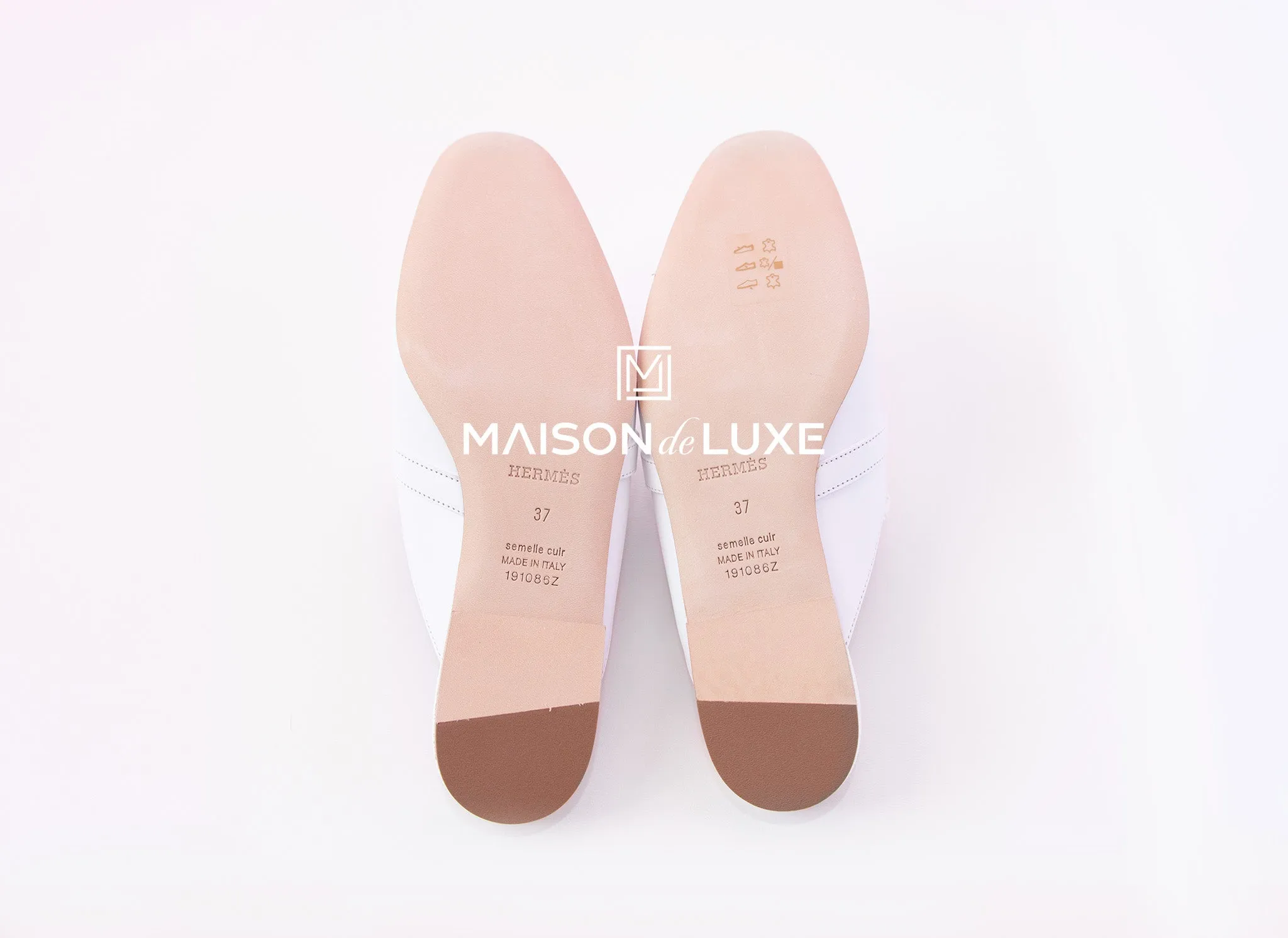Hermes Womens White OZ Kelly Mules 37 Shoes