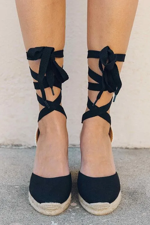 High Heel Platform Lace up Wedge