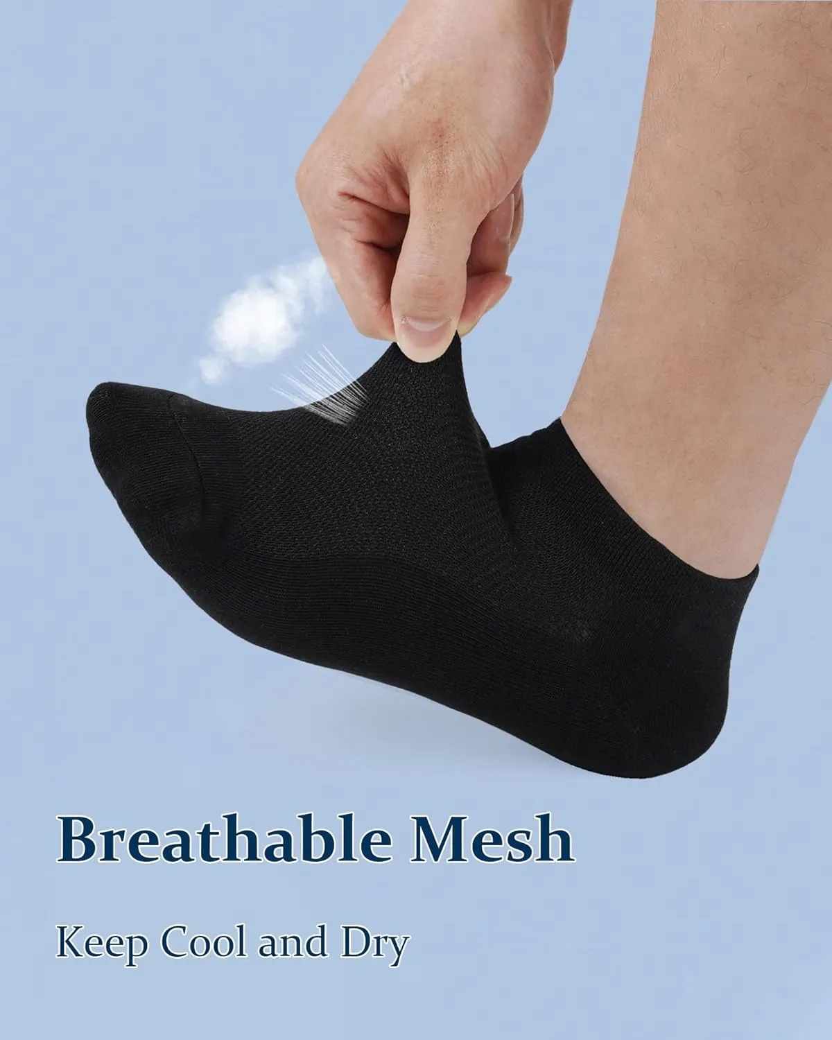 Jane Stone Men's Ankle Socks - 8 Pack Cotton Low Cut Non Slip No Show Socks Size 9-12/13-15