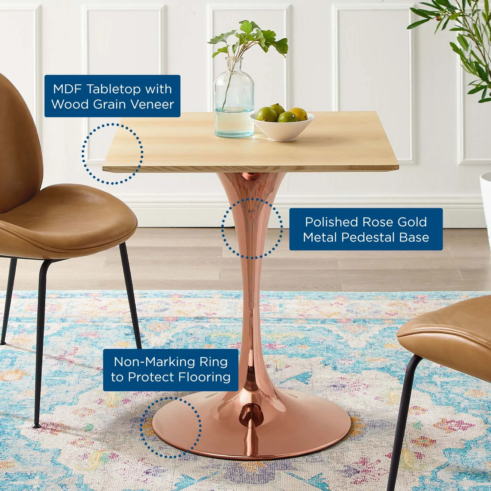 Lippa 28" Square Wood Dining Table