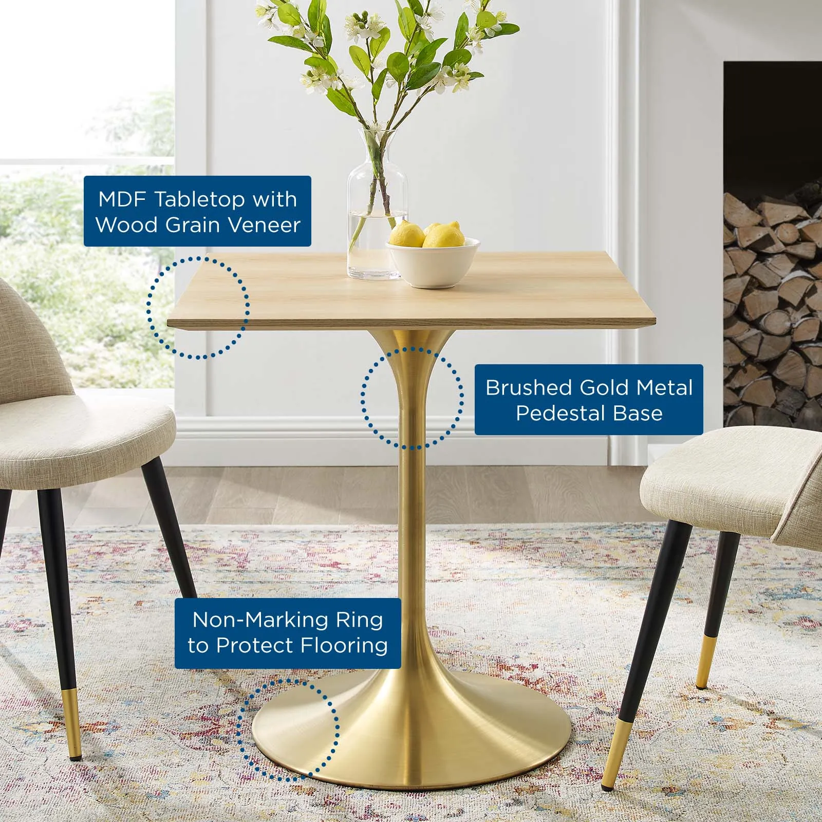 Lippa 28" Square Wood Dining Table