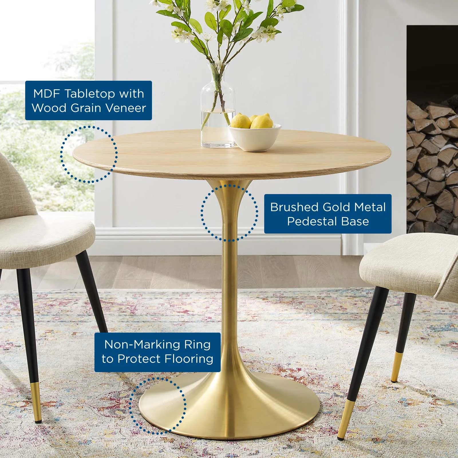 Lippa 36" Wood Dining Table