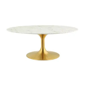 Lippa 42" Oval-Shaped Artifical Artificial Marble Coffee Table