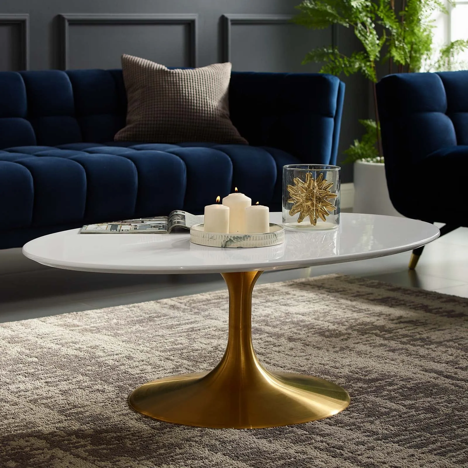 Lippa 42" Oval-Shaped Wood Top Coffee Table