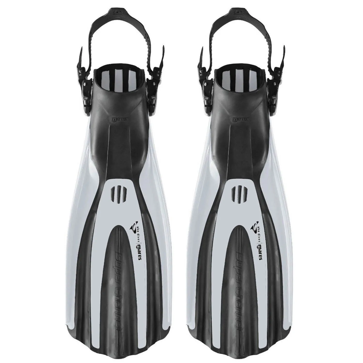 MARES SUPERCHANNEL SHE DIVES GRAY XL OPEN HEEL SCUBA DIVING FINS
