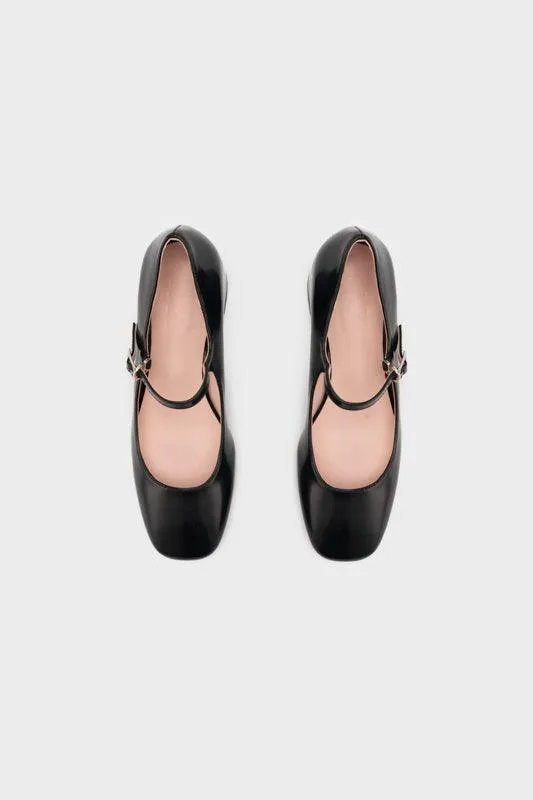 MARY JANE SQUARE TOE CHUNK HEEL PUMP