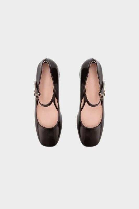 MARY JANE SQUARE TOE CHUNK HEEL PUMP