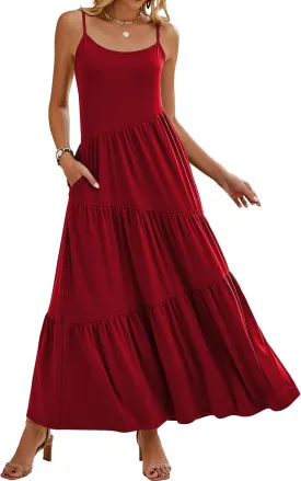 Naggoo Womens Summer Sleeveless Maxi Dresses Casual Beach Spaghetti Strap Long Dress Sundresses