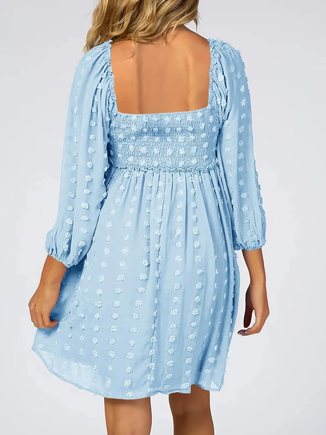 Ofenbuy Women's Long Sleeve Maternity Dress Square Neck Swiss Dot Casual Loose Short Dresses