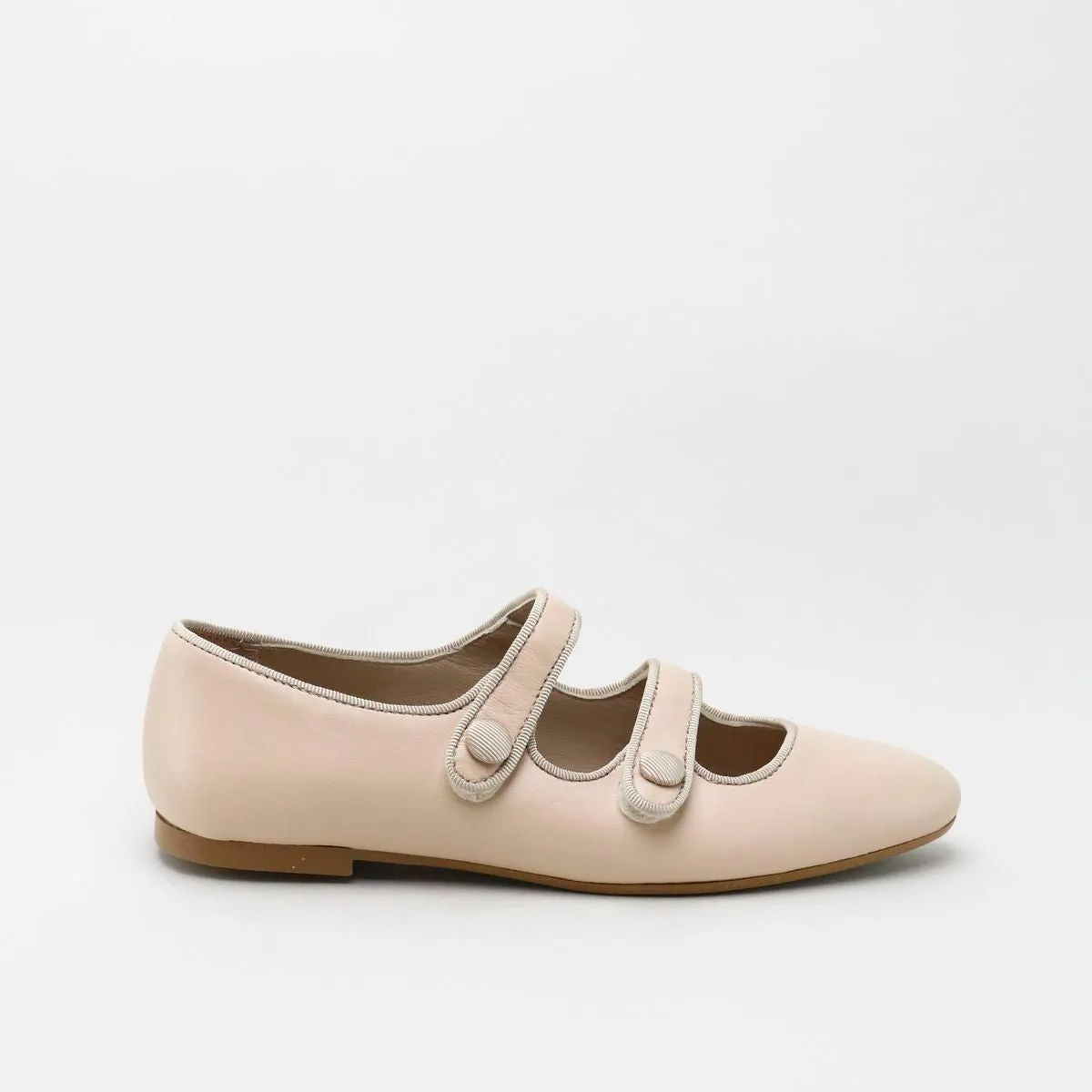 Papanatas Nude Double Strap Pointed Mary Jane