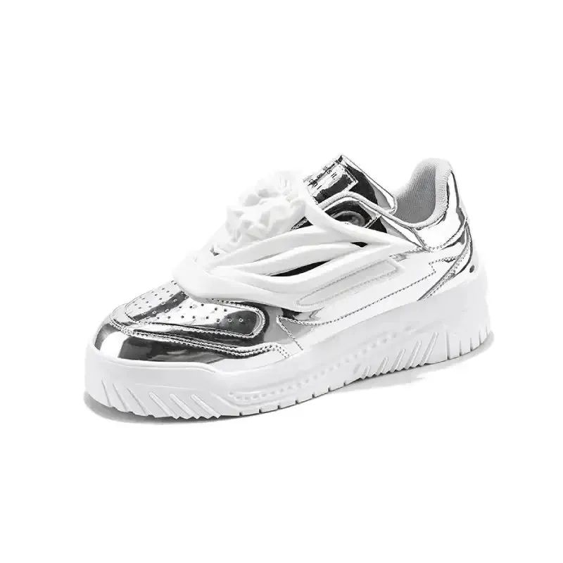 Patent Charol Lion Face Lace Up Sneakers