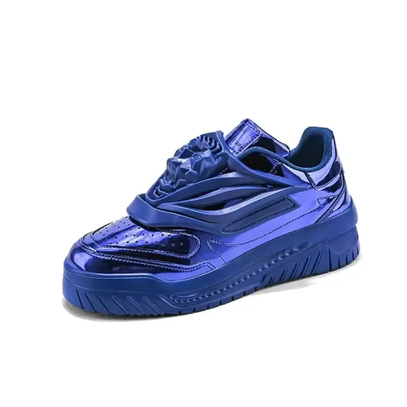 Patent Charol Lion Face Lace Up Sneakers