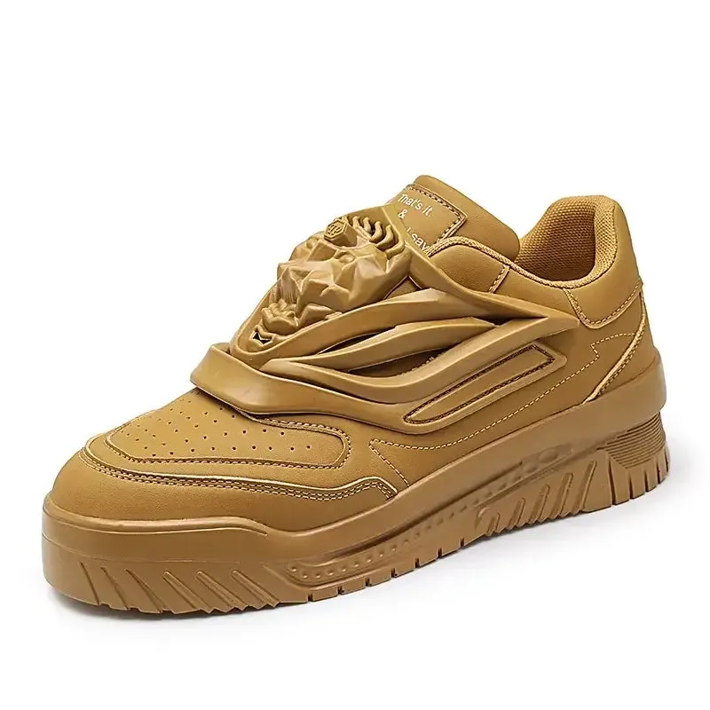 Patent Charol Lion Face Lace Up Sneakers