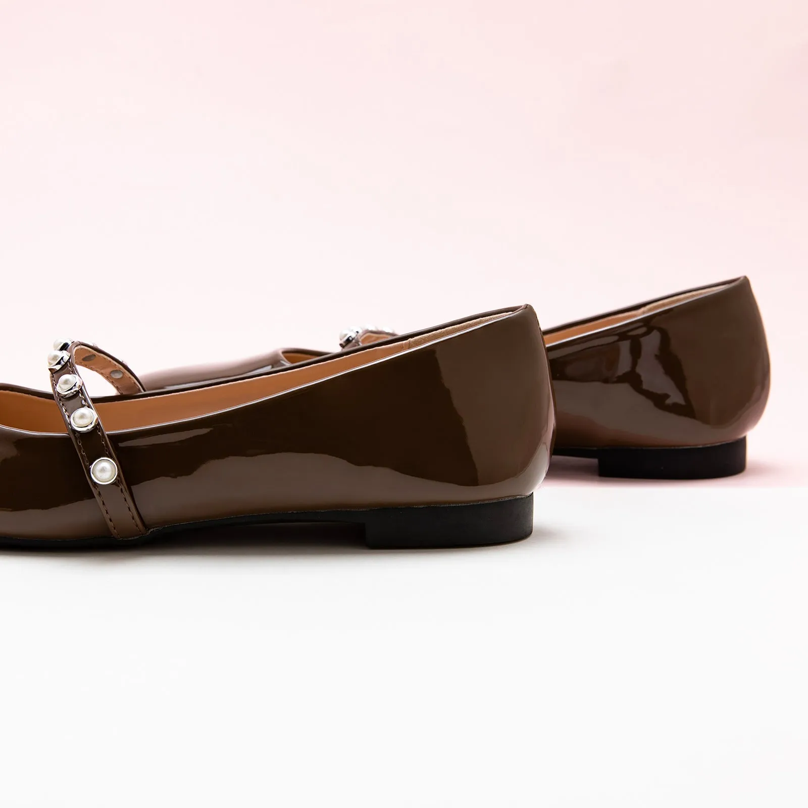 Patent Pearl-Strap Mary Jane (Clara) Chocolate