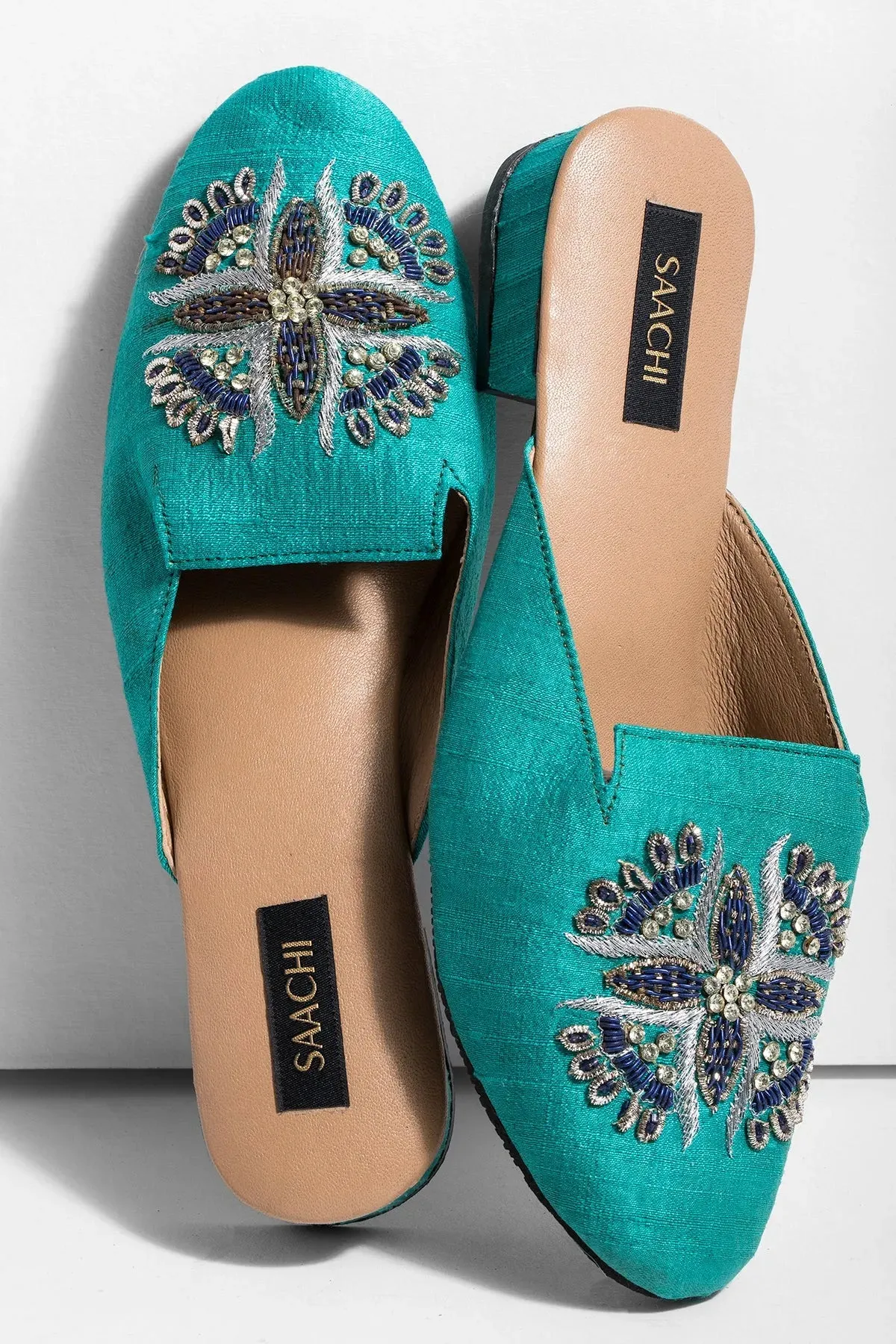 Peacock Embroidered Mule