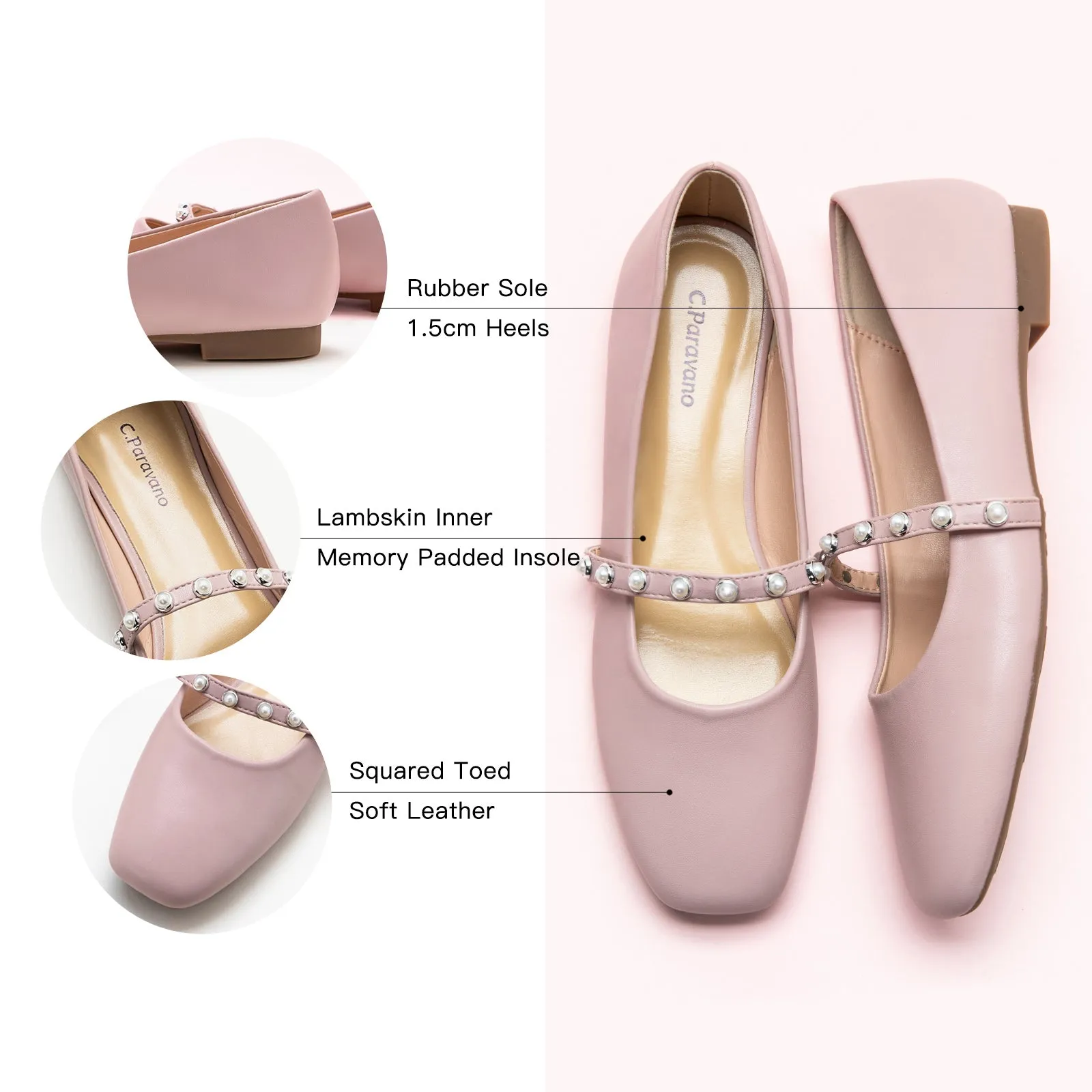 Pearl-Strap Mary Jane (Clara) Pink