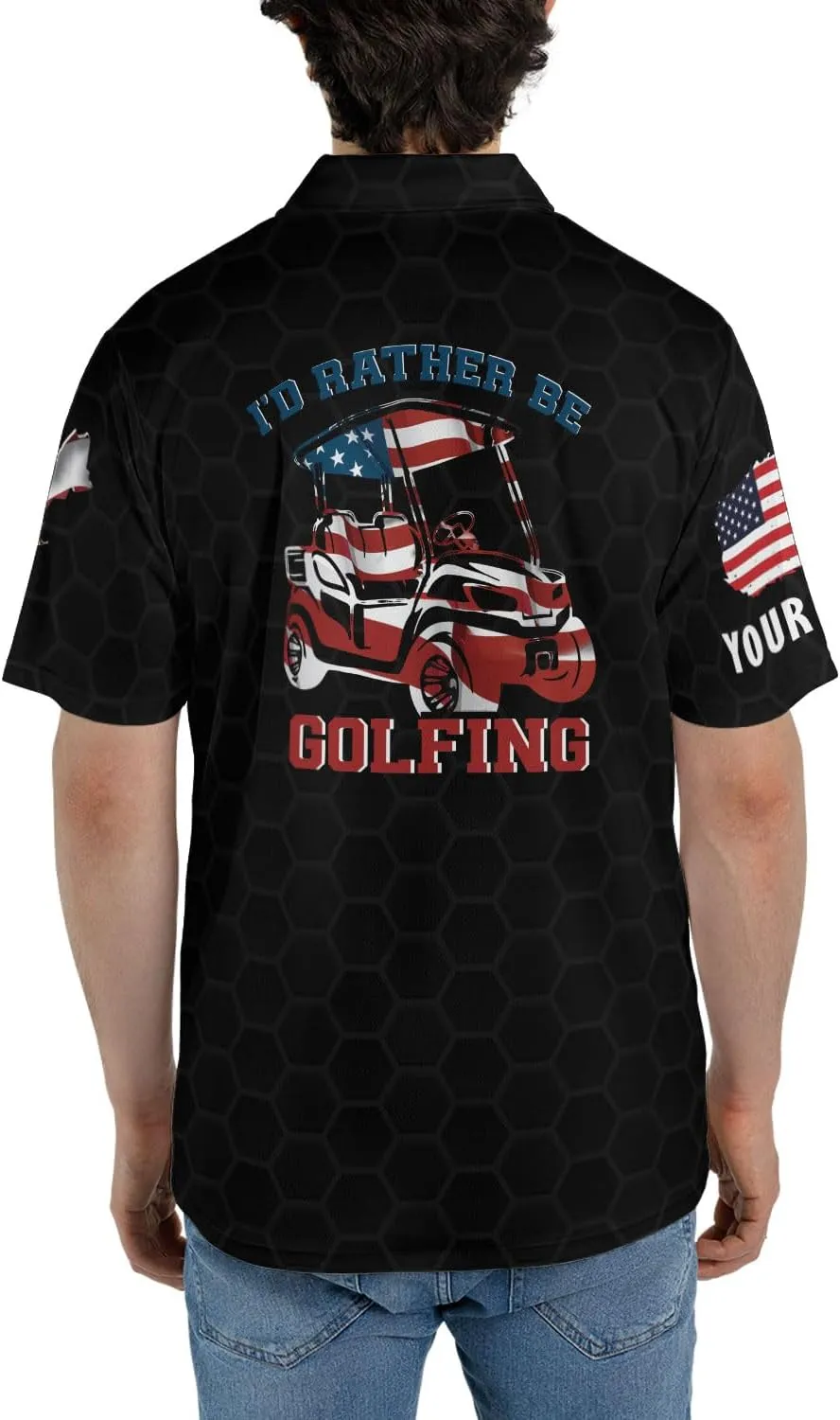 Personalized 3D Funny Golf Polo Shirt for Men Men's Golf Polo Shirts Custom Name and Team Name Golf Polo Gift for Dad