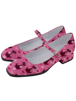 RETRO LOVE CATS WOMEN'S MARY JANE SHOES