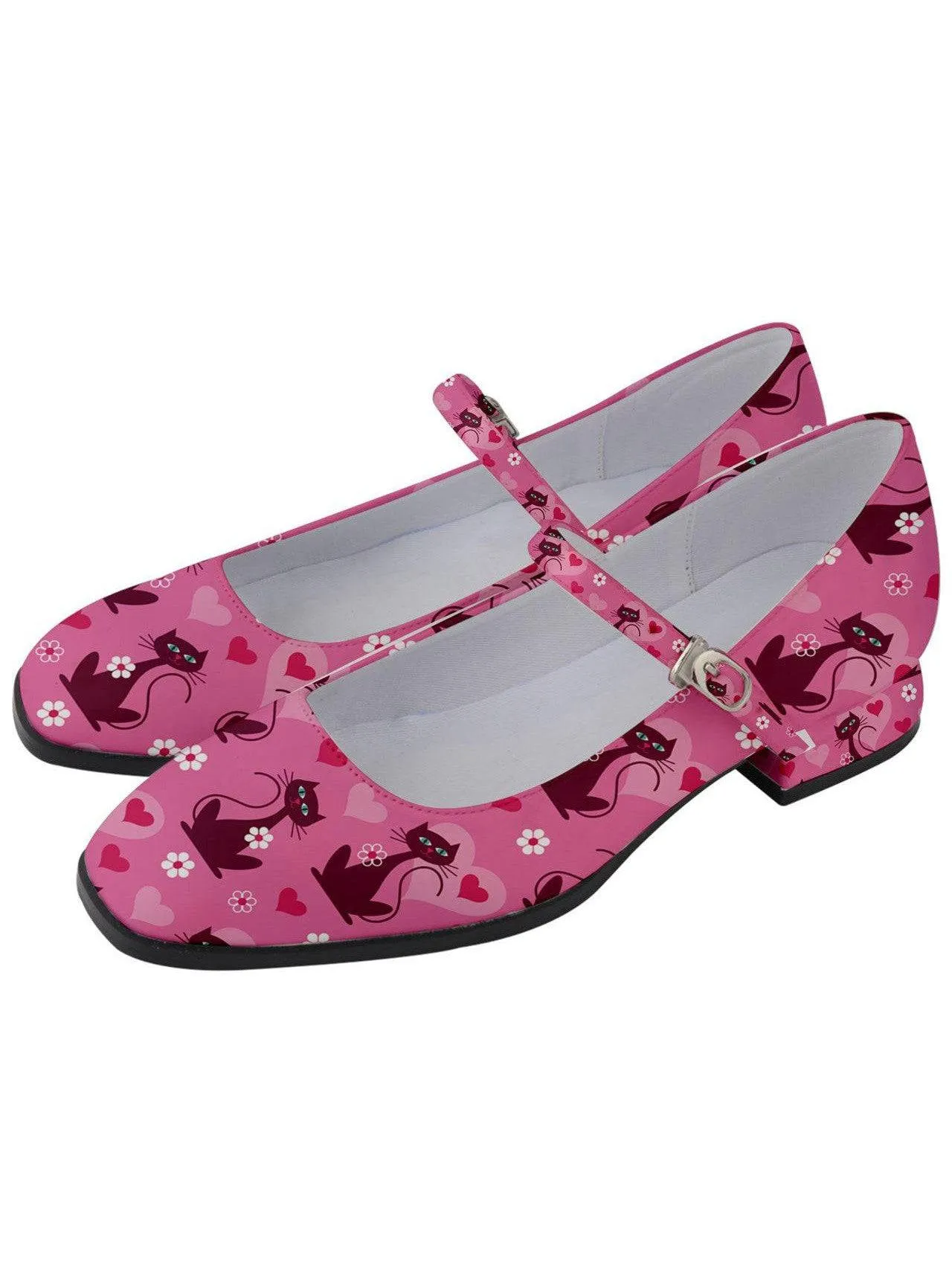 RETRO LOVE CATS WOMEN'S MARY JANE SHOES